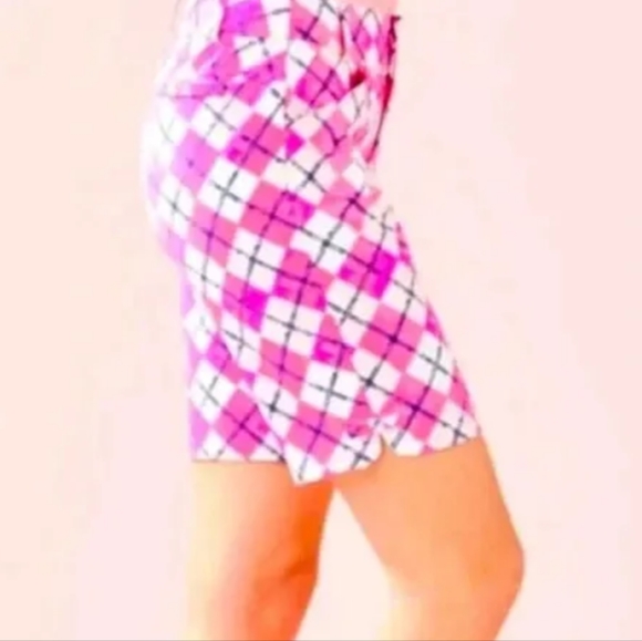 Lilly Pulitzer Fairway Performance Shorts Pink Tropics Glow & Flow Argyle - Picture 8 of 16